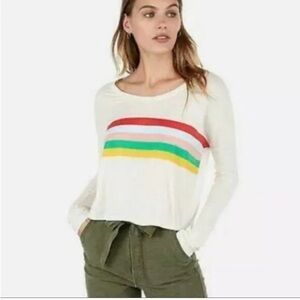 NWOT! EXPRESS Long Sleeve Cropped Rainbow Top!